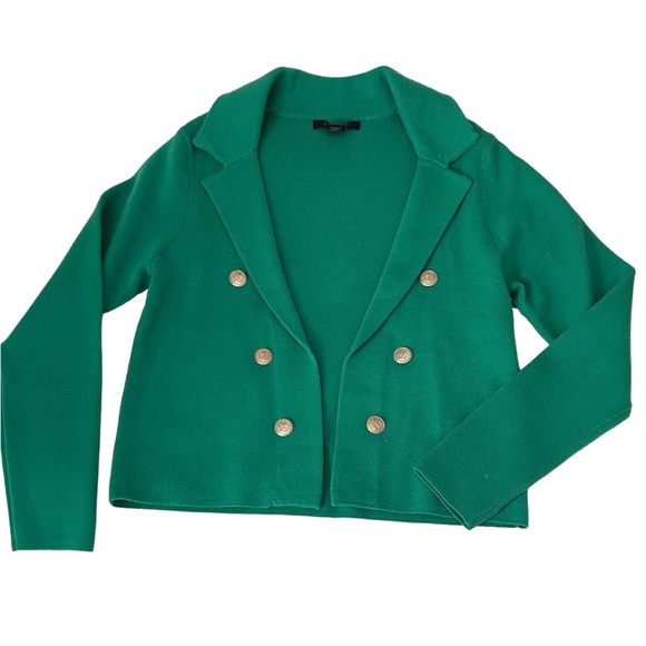 Tahari Sweaters - Tahari Kelly Green cardigan with brass buttons NEW